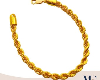 22k 916 Gold (4.3MM) Hollow Rope Bracelet (HRB-6GM+)