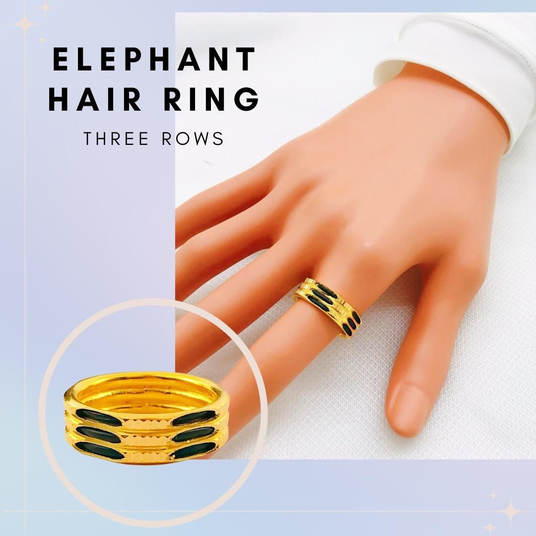 22K 916 Gold Elephant Hair Ring 3 Row - Etsy
