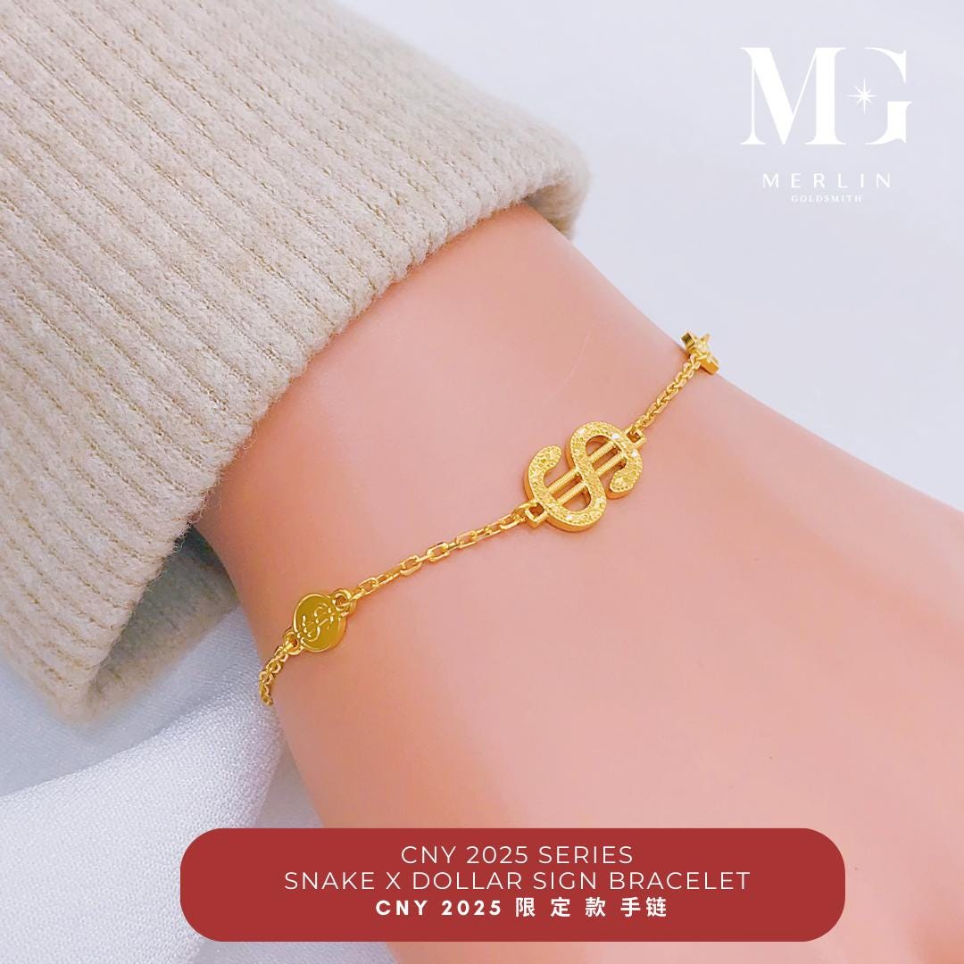 22K 916 Gold (year of Snake) Dollar Sign Bracelet - Etsy