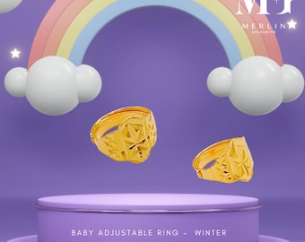 22k 916 Gold Baby Adjustable Ring - Winter