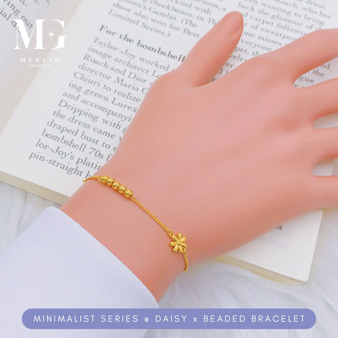 22K 916 Gold Minimalist Series Daisy X Beaded Bracelet - Etsy
