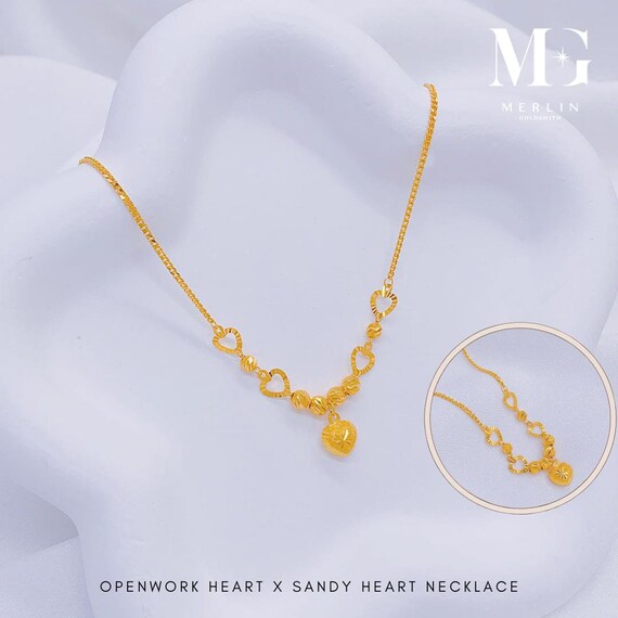 正規品・関税込み◆HEI◆sanding heart necklace 22K 916 Gold Openwork Heart X Sandy Heart Necklace - Etsy