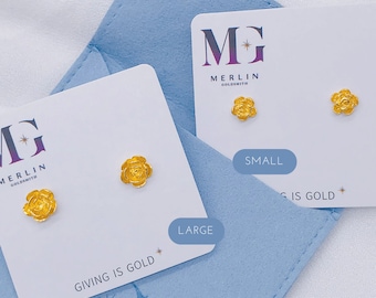 22k 916 Gold Rose Stud Earrings
