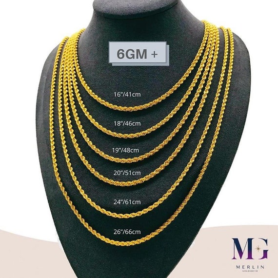 22K 916 Gold Hollow Rope Chain HRC 6gm