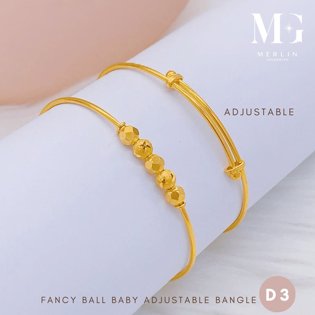 22k 916 Gold Fancy Ball Baby Adjustable Bangle D03