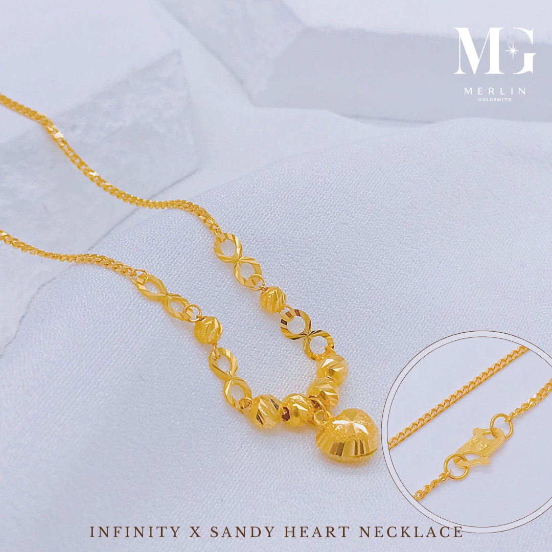 22K 916 Gold Infinity X Sandy Heart Necklace - Etsy