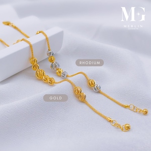 22K 916 Gold Classy Ball Bracelet (Rhodium / Gold)
