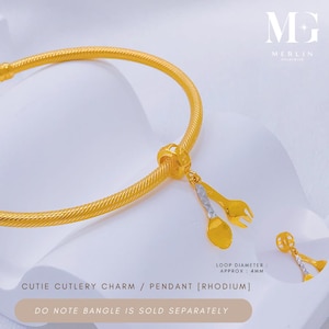 22K 916 gouden Cutie-bestekbedel/hanger