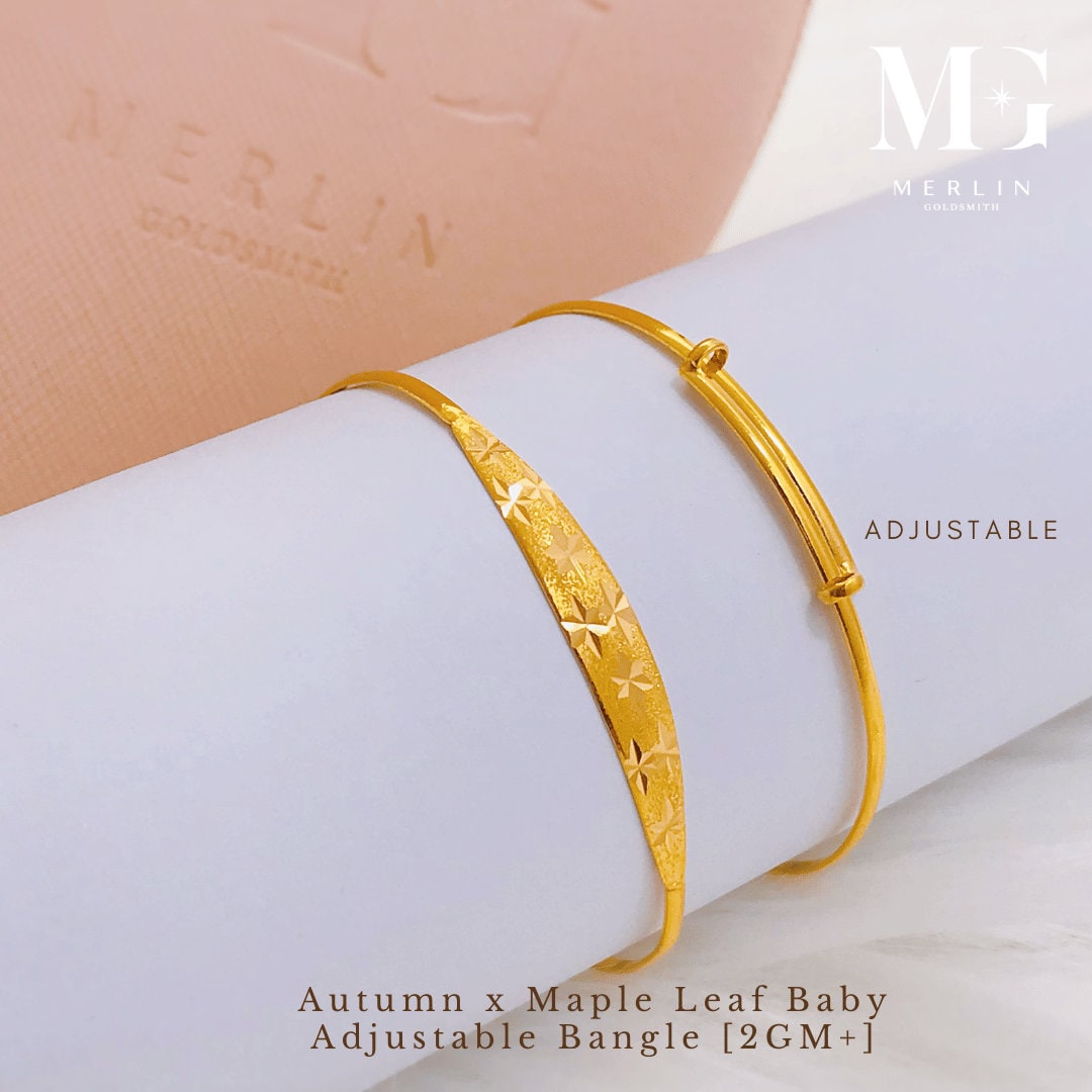 22k 916 Gold 2GM Autumn X Maple Leaf Baby Adjustable Bangle Etsy