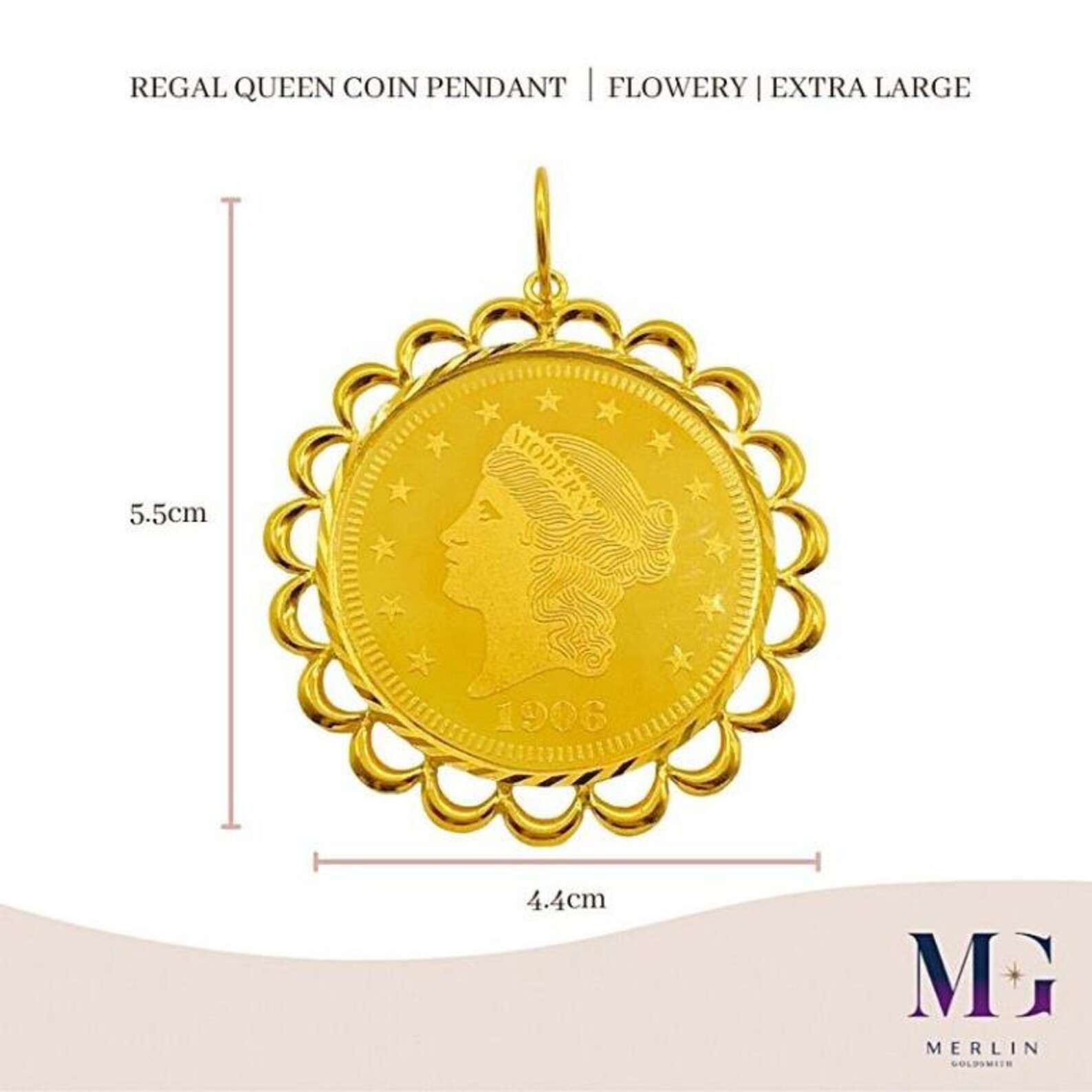 22k 916 Gold Regal Queen Coin Pendant FLOWERY Etsy Canada