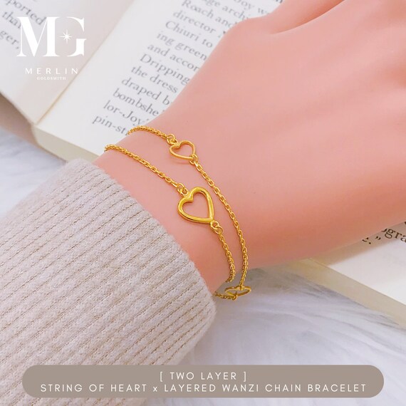 22k 916 Gold Two Layer - String of Heart X Layered Wanzi Chain