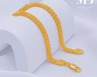 22k 916 Gold Flat Lacy Ribbon Bracelet (Width: 3.6mm)