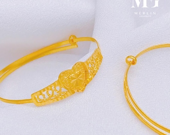 22k 916 Gold Baby Adjustable Bangle (Lovely Heart)