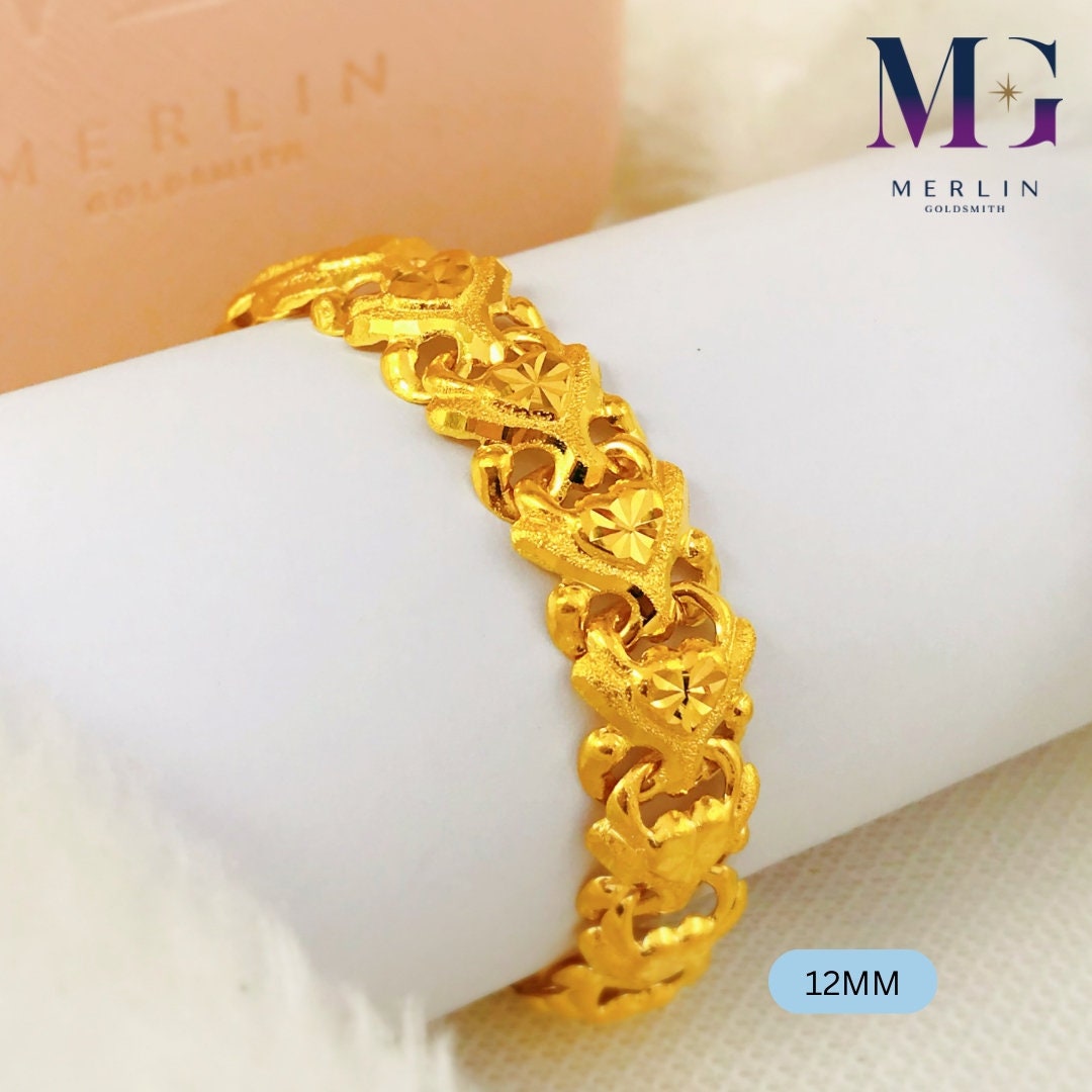 22k 916 Gold Hollow Vitara Bracelet string of Heart Etsy