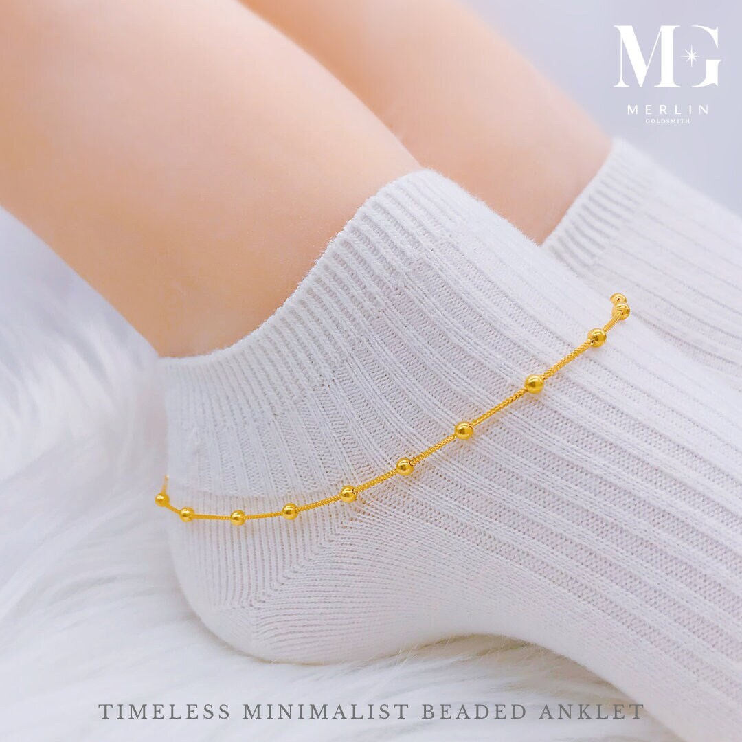 22k 916 Gold Timeless Minimalist Beaded Anklet - Etsy