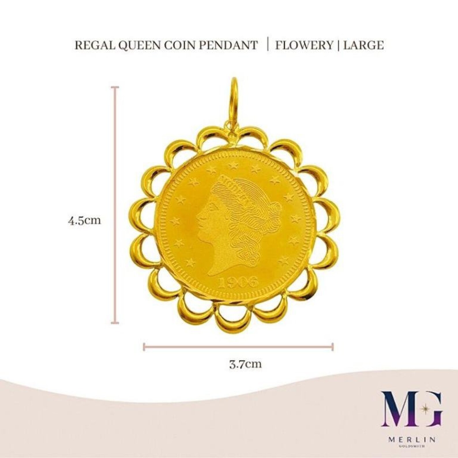 22k 916 Gold Regal Queen Coin Pendant FLOWERY Etsy Canada
