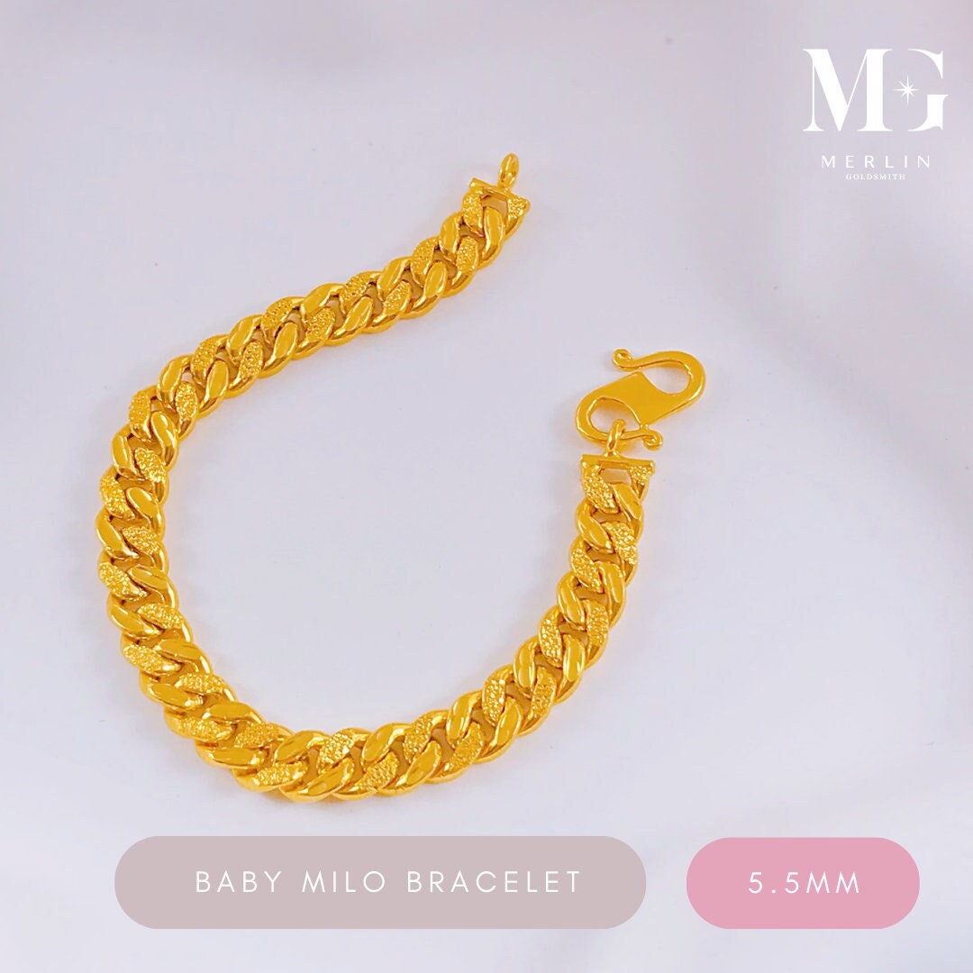 アクセサリー BABY MILO BRACELET 22k 916 Gold 5.5MM Baby Milo Bracelet - Etsy