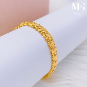 22K 916 Gold Hollow Vitara Bracelet -  String of Sandy Hearts