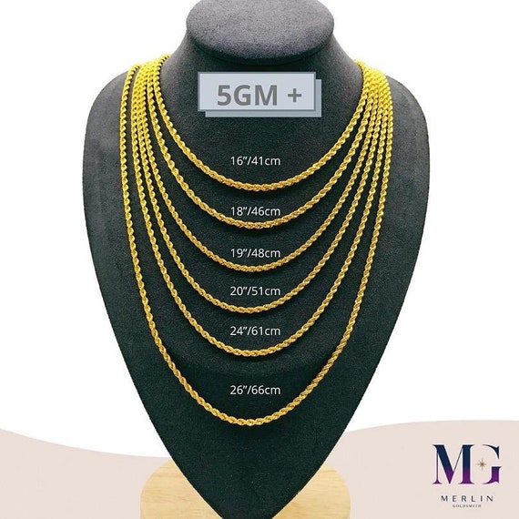 Buy 22K Gold Hollow Rope Chain HRC 5gm Online in India 