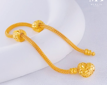 22K 916 Gold Moments Heart PDR Bracelet comes with stopper