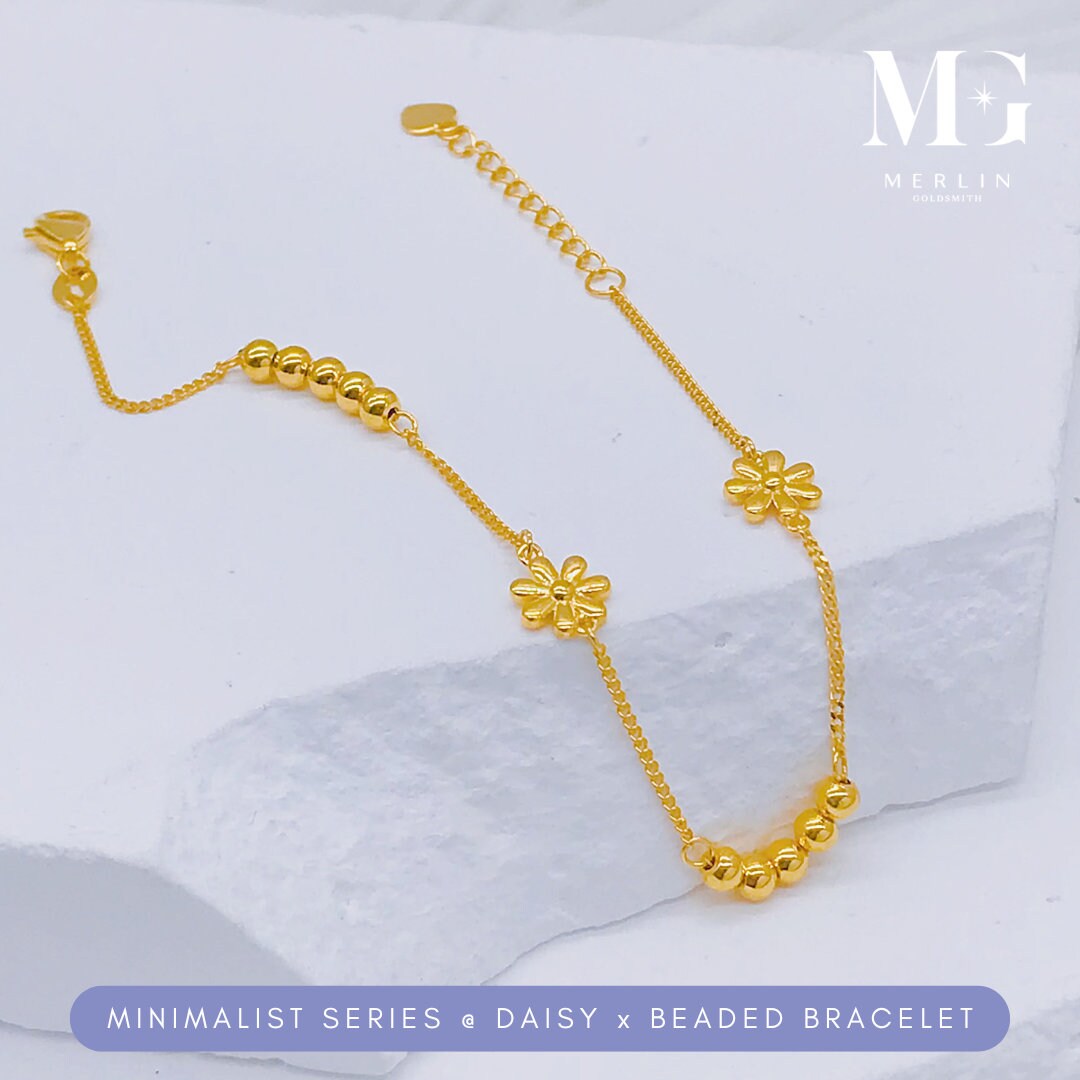 22K 916 Gold Minimalist Series Daisy X Beaded Bracelet - Etsy