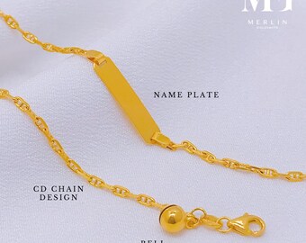 22k 916 Gold Kids ID Bracelet (CD x Dangling Bell)