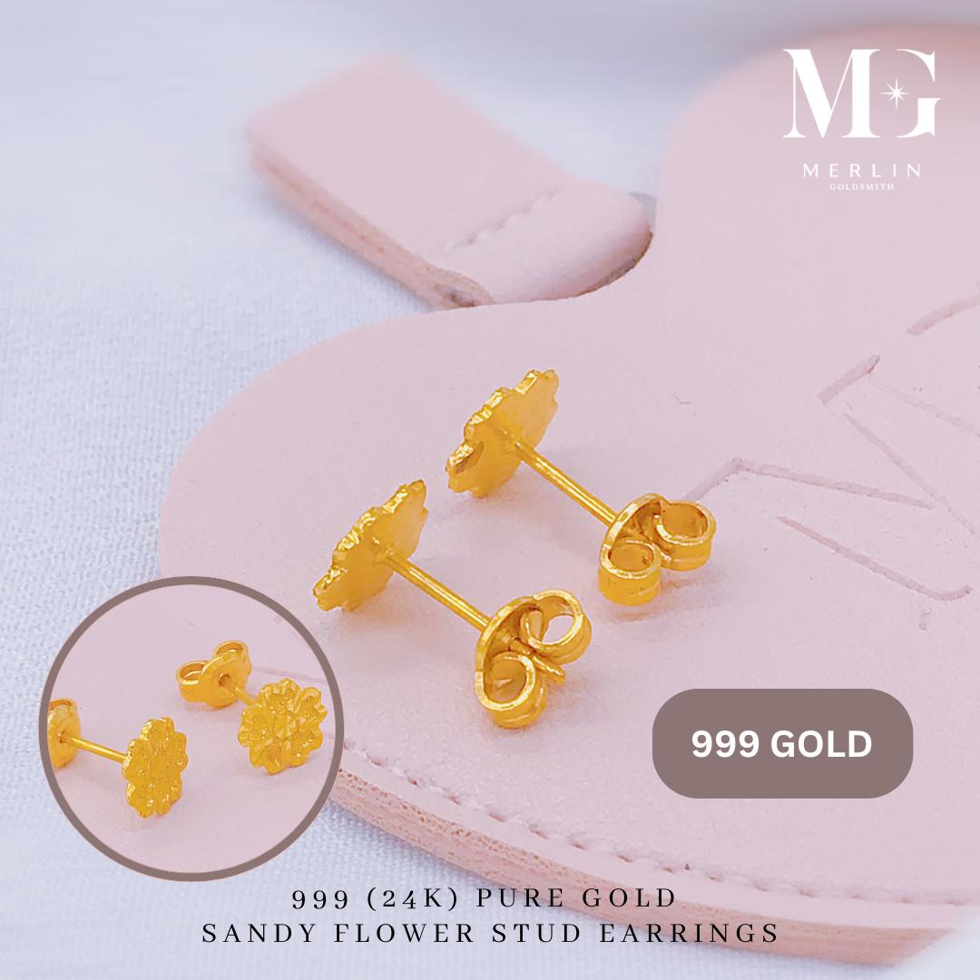 24K 999ゴールド サンディフラワー スタッドピアス - Etsy 日本