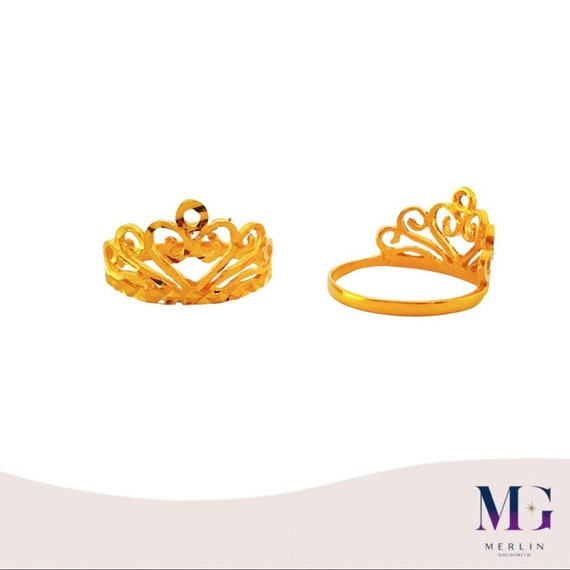 Gold princess crown best sale ring
