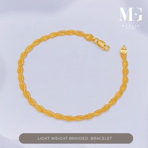 22k 916 Gold Light Weight Braided Bracelet