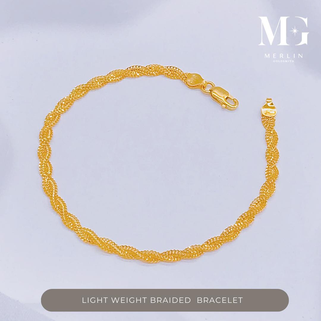 22k 916 Gold Light Weight Braided Bracelet