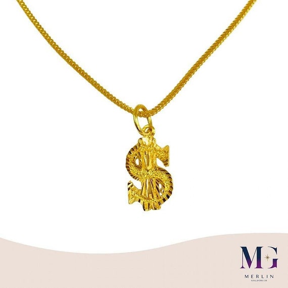 22K 916 Gold Dollar Sign Pendant - Etsy 
