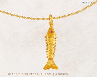 22k 916 Gold Classic Fish Pendant (8 Bones, 4GM+/-)
