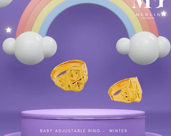 22k 916 Gold Baby Adjustable Ring - Maple