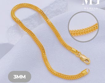22K 916 Gold DG Charms Bracelet (Width: 3mm+/-)