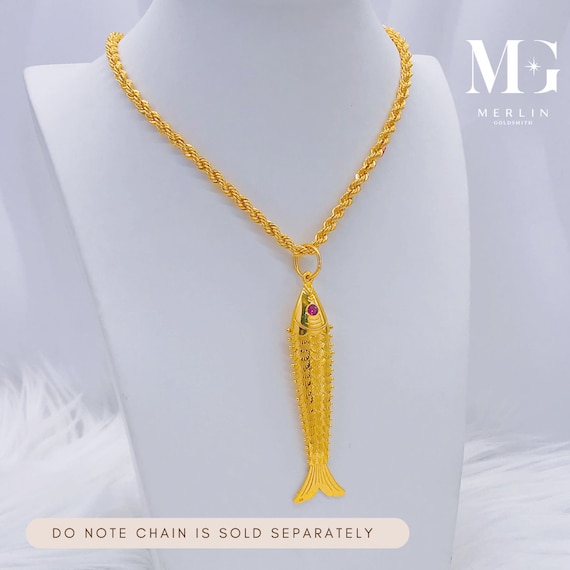 Gold fishing necklace discount