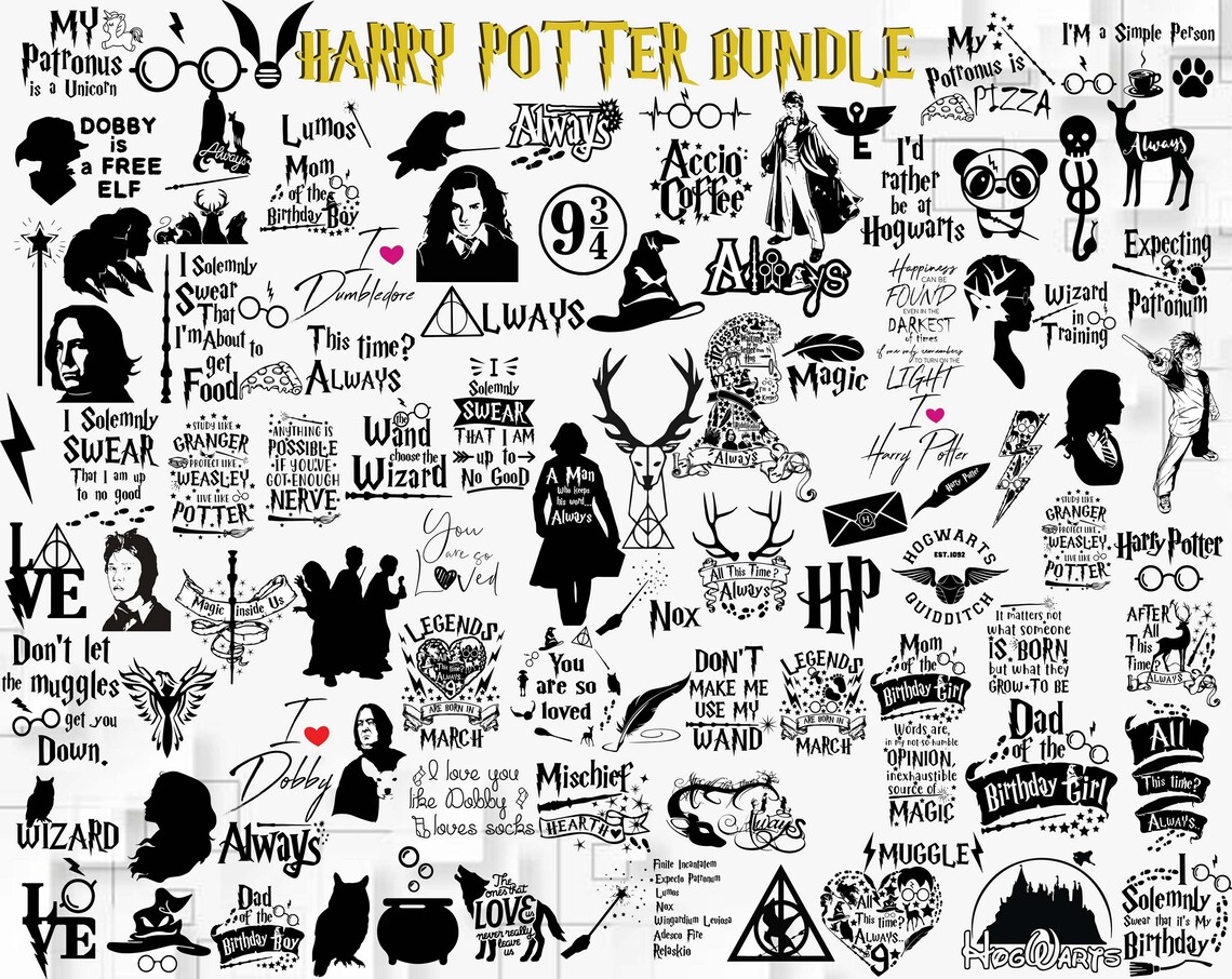 Download Harry Potter bundle svg png dxf Hogwarts svg Wizard svg | Etsy