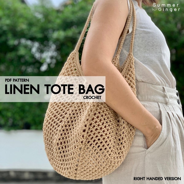 Linen Tote Bag : English PDF Pattern [Right Handed Version]