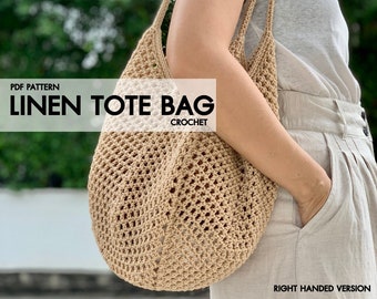 Linen Tote Bag : English PDF Pattern [Right Handed Version]