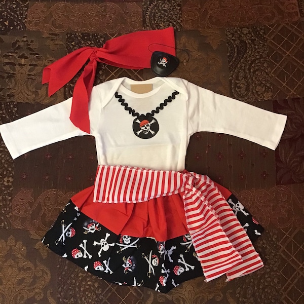 5 PIECES. Any Size Pirate Baby Girl Dress Pirates of the Caribbean My First Halloween Costume Newborn Baby Girl