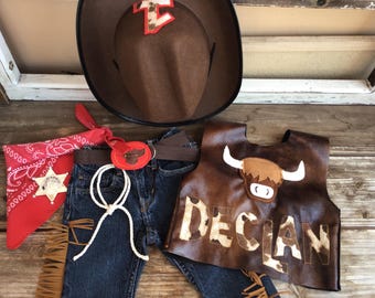 5 PIECES. My First Rodeo Baby COWBOY OUTFIT Baby Chaps Western Clothes