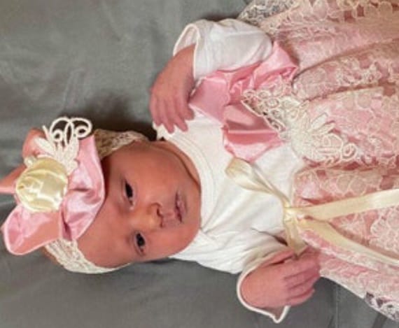 2 PIECES. Vintage Style NEWBORN Pink Lace Baby Dress HOMECOMING Outfit -  Etsy