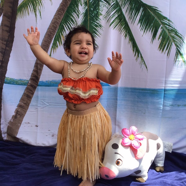 3 PIECES. Baby Moana Inspired Baby Girl Costume Polynesian Princess Dress  Hawaiian Baby clothes