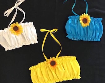 Sunflower Baby Crop Top: Strapless Tube Top, Mommy and Me