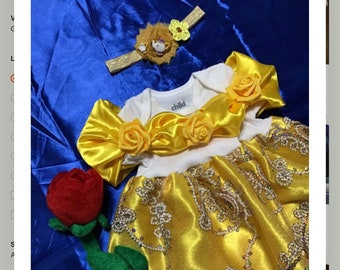 3 PIECES. Beauty and the Beast inspired Yellow and Gold