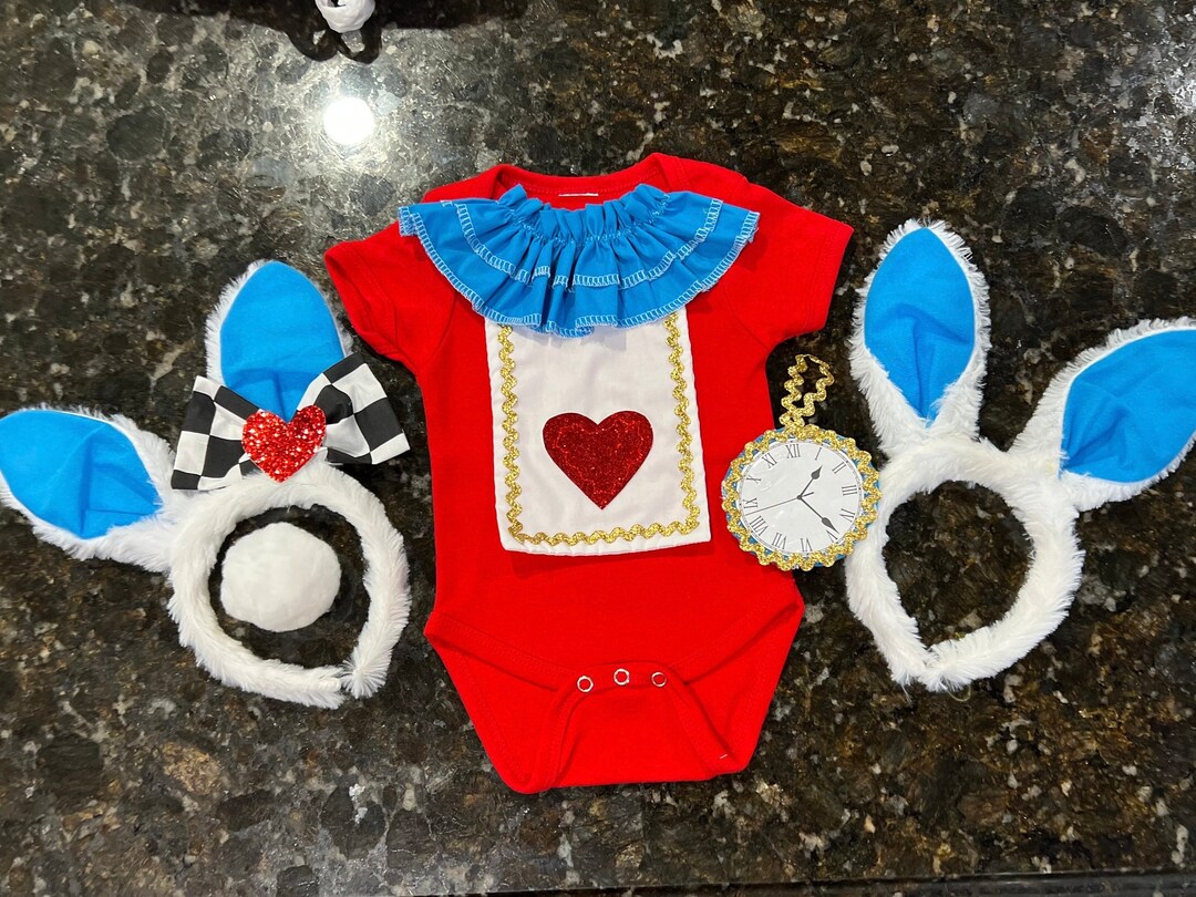 Alice in Wonderland White Rabbit Costume 3piece Bodysuit & Ears Etsy — free download