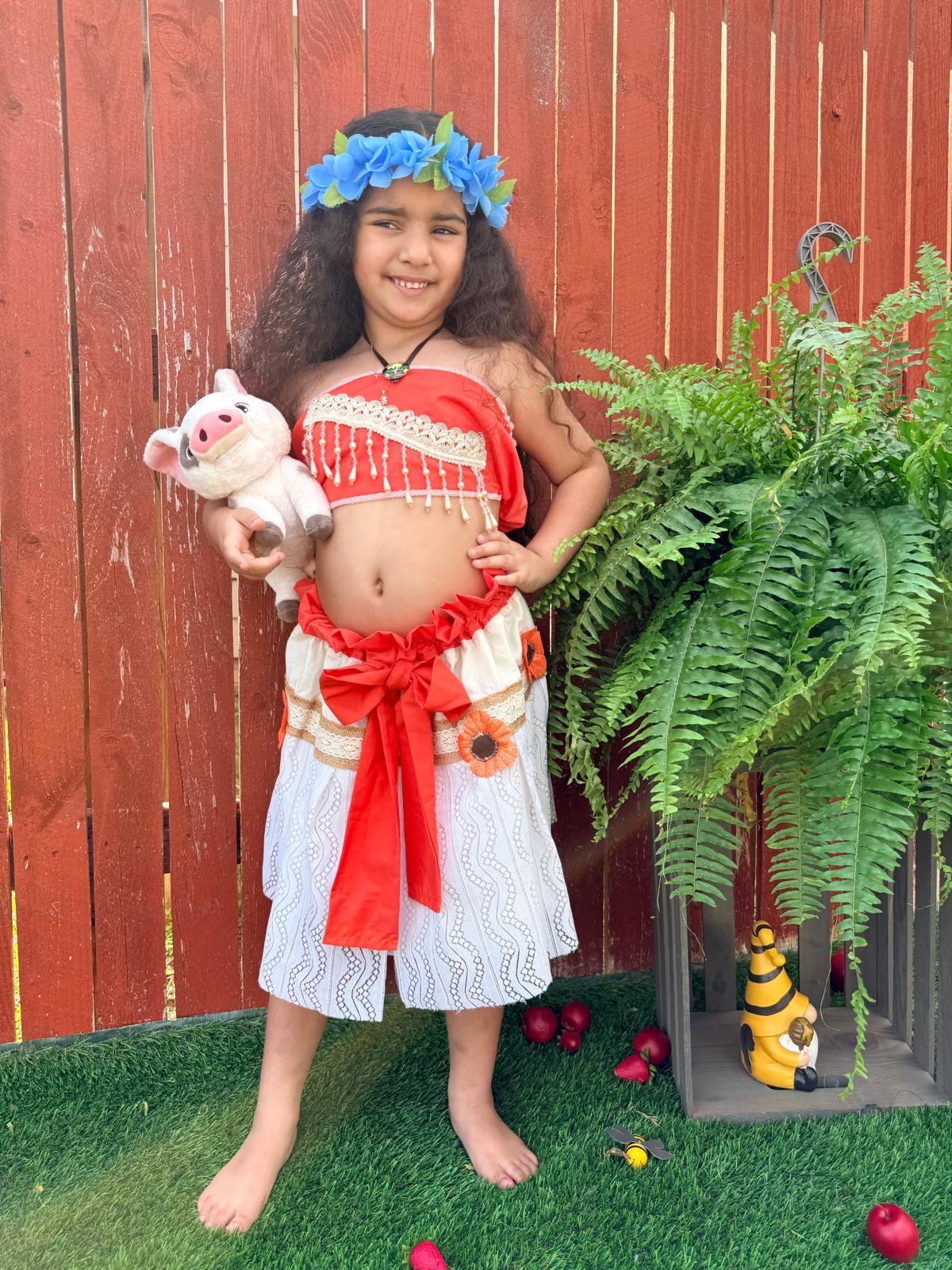 Moana Inspired Costume: 4-Piece Polynesian Princess Outfit