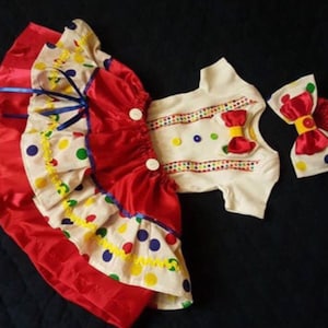 3 PIECES. Girl Clown Costume Birthday Party Outfit CIRCUS or CARNIVAL Costume Clown Outfit