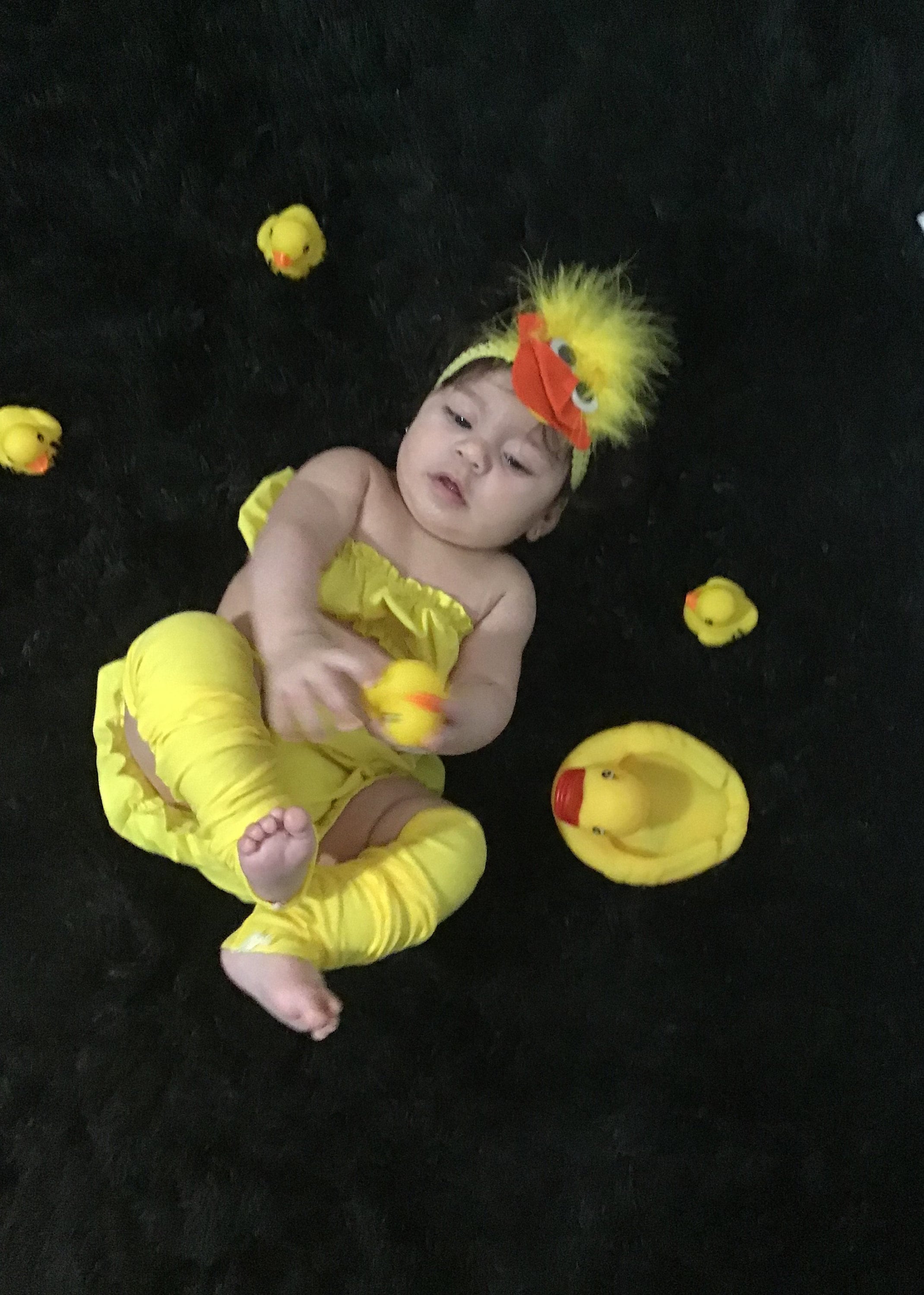 Easter Baby Outfit: Yellow Duck Headband, Top & Leg Warmers