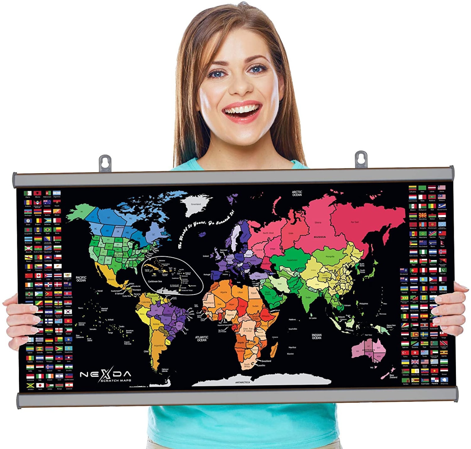 Scratch Off Map of the World with Frame Large 33x17 Inch  Etsy