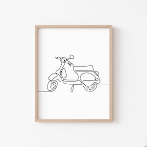 Vespa Motorcycle One Line Wall Art Poster Print image 1